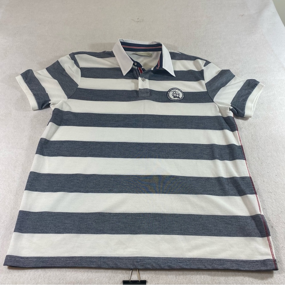 Mudo Collection Shirt Men’s XXL Striped Polo Shirt Short sleeve Gray White shirt